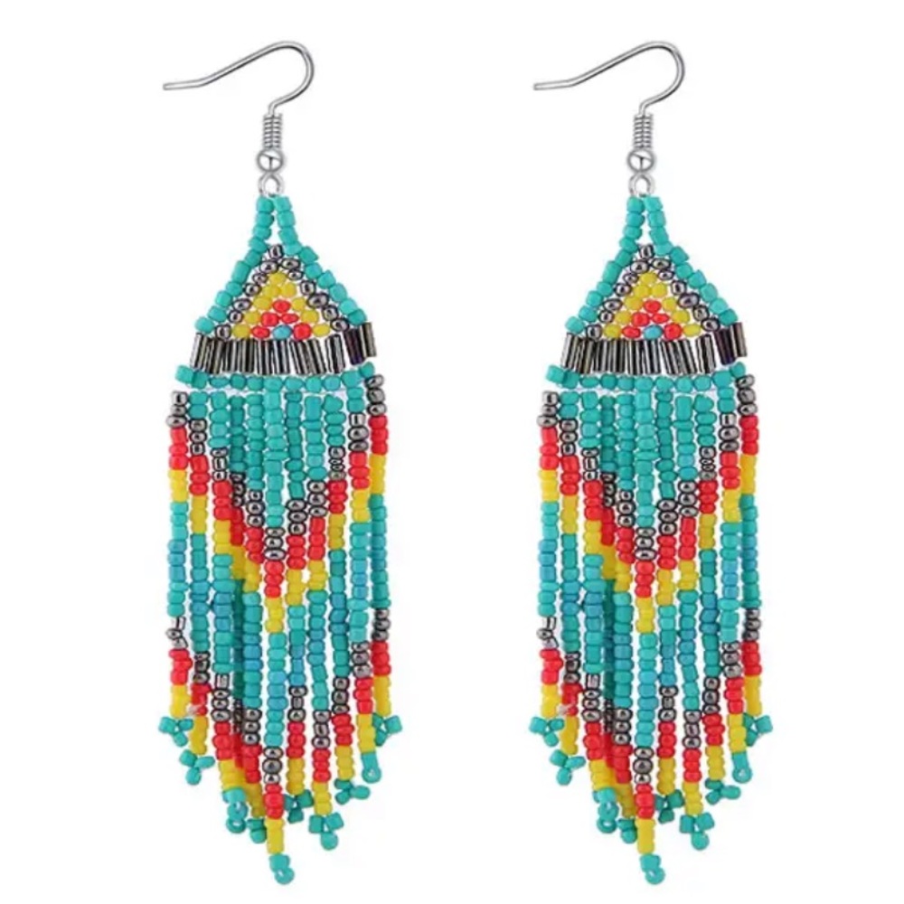 NEW Boho Beaded Fringe Earrings Festival Dangle Statement Jewelry